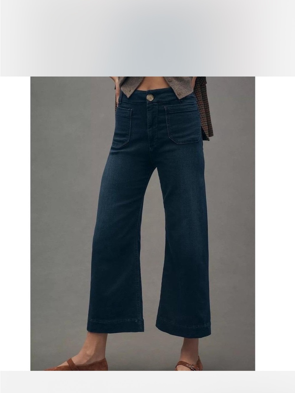 Pilcro Women’s Dark Blue Relaxed Wide-Leg Jeans
